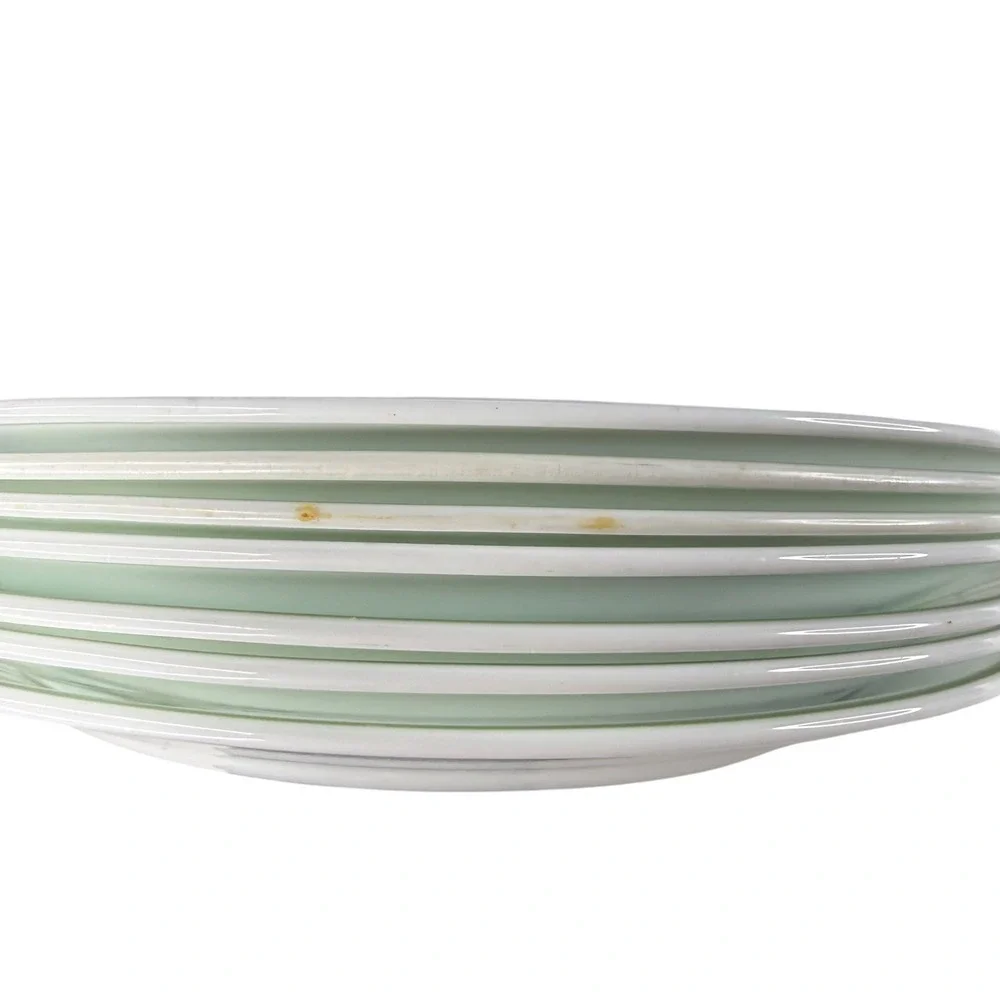 Corelle Shadow Iris Salad plates - Set of 7 - Green Edge - 7.25" Plates - Picture 4 of 6